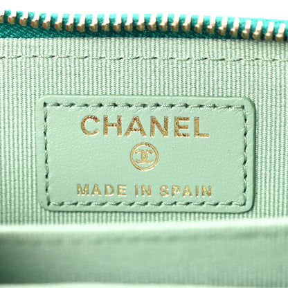 Chanel Caviar Quilted Perforated CC Zip Coin Purse Green 6 of 8