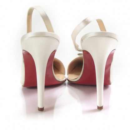 Christian Louboutin Satin Slingback Pumps 39.5 Ivory 3 of 8