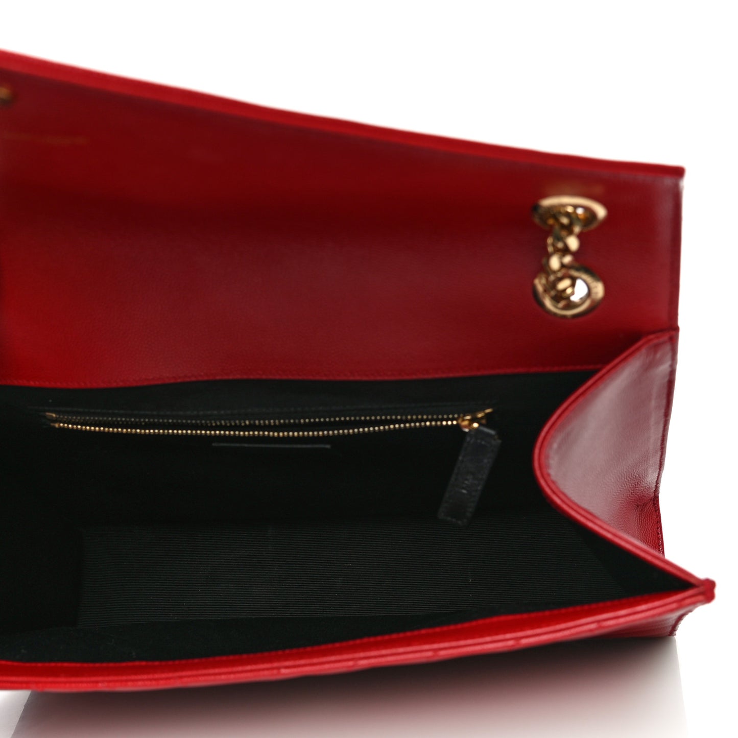 Grain De Poudre Matelasse Chevron Large Monogram Satchel Lipstick Red