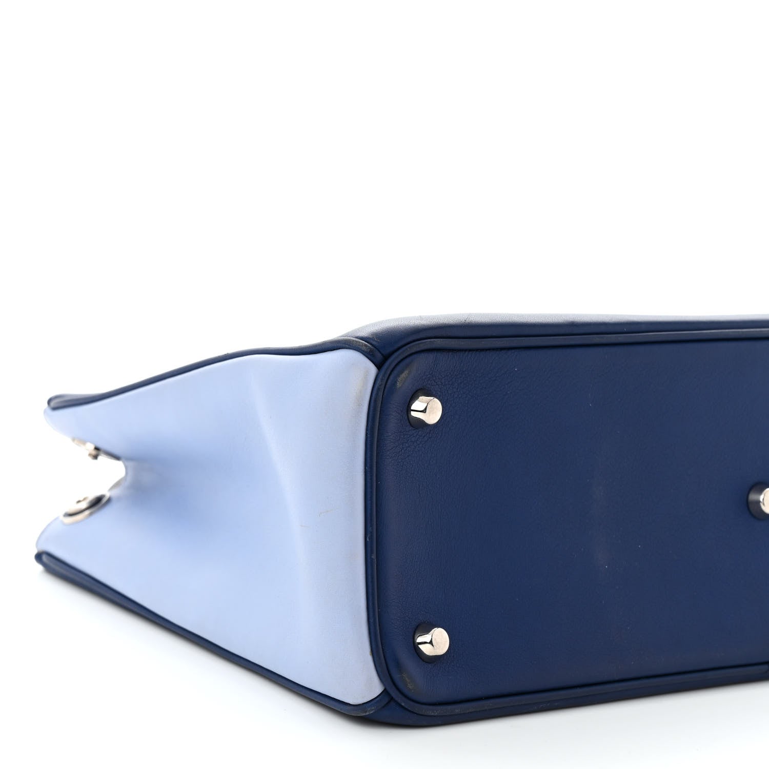 Christian Dior Smooth Calfskin Medium Diorissimo Tote Blue Neon Yellow 9 of 15
