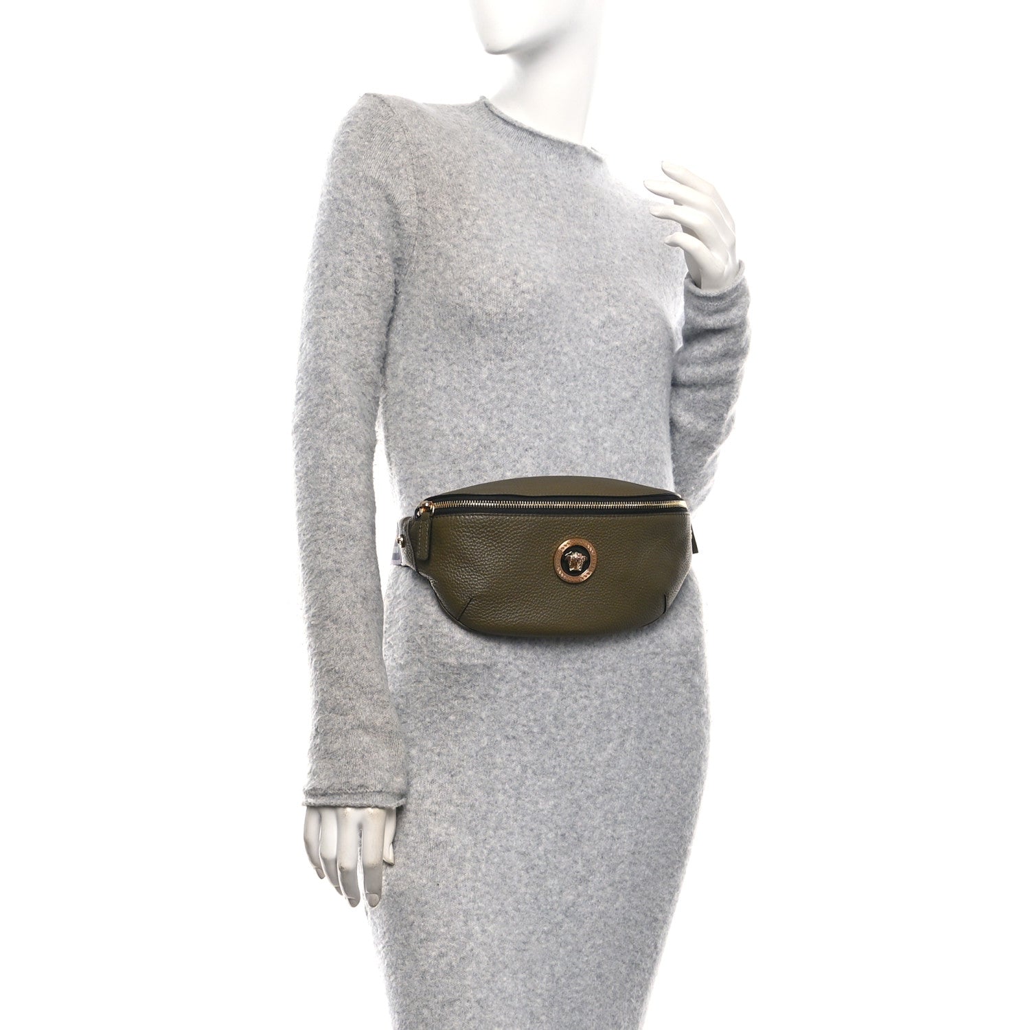 Versace Grained Calfskin Vanitas Medea Belt Bag Khaki 2 of 10