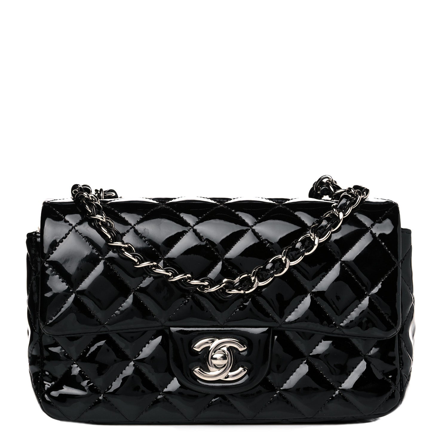 Chanel Patent Calfskin Quilted Mini Rectangular Flap Black 1 of 14