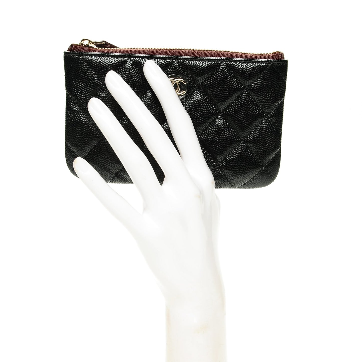 Caviar Quilted Small Cosmetic Case Black