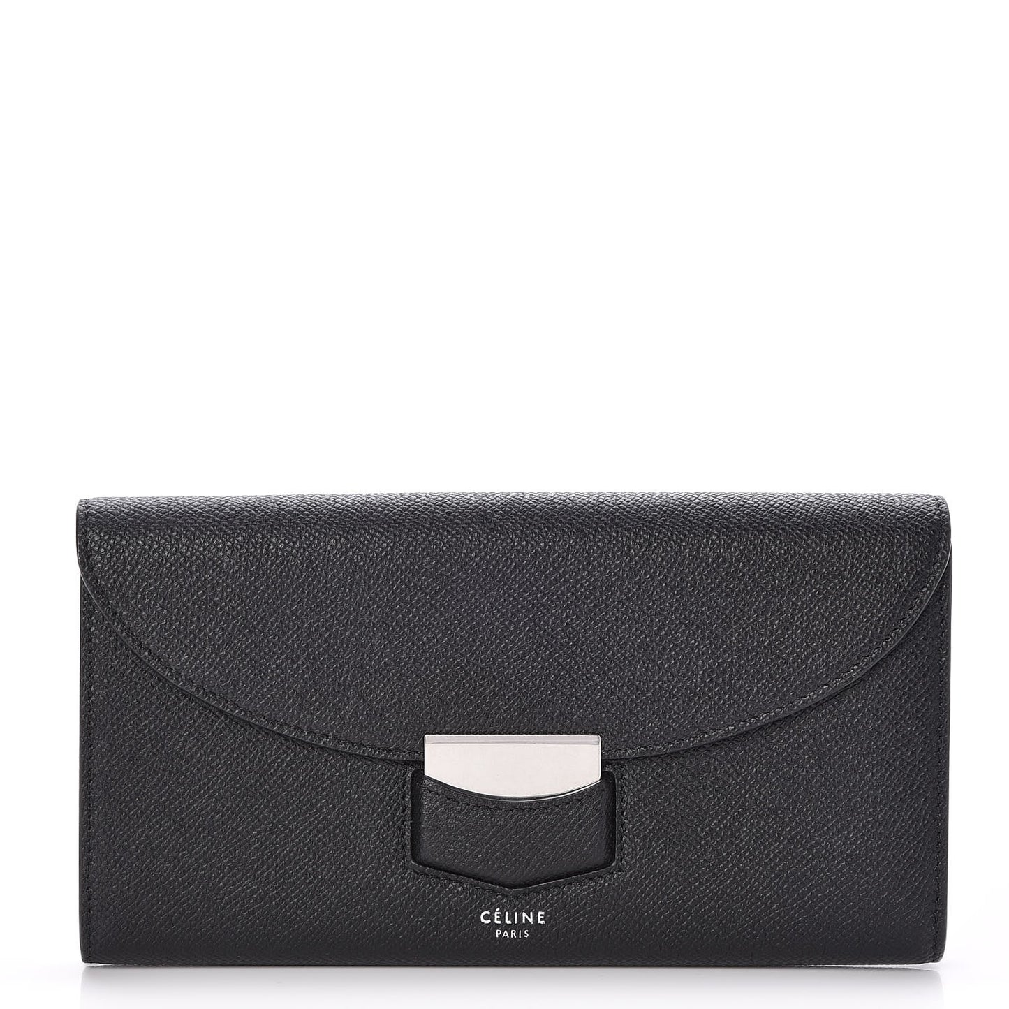 Grained Calfskin Large Trotteur Multifunction Flap Wallet Black