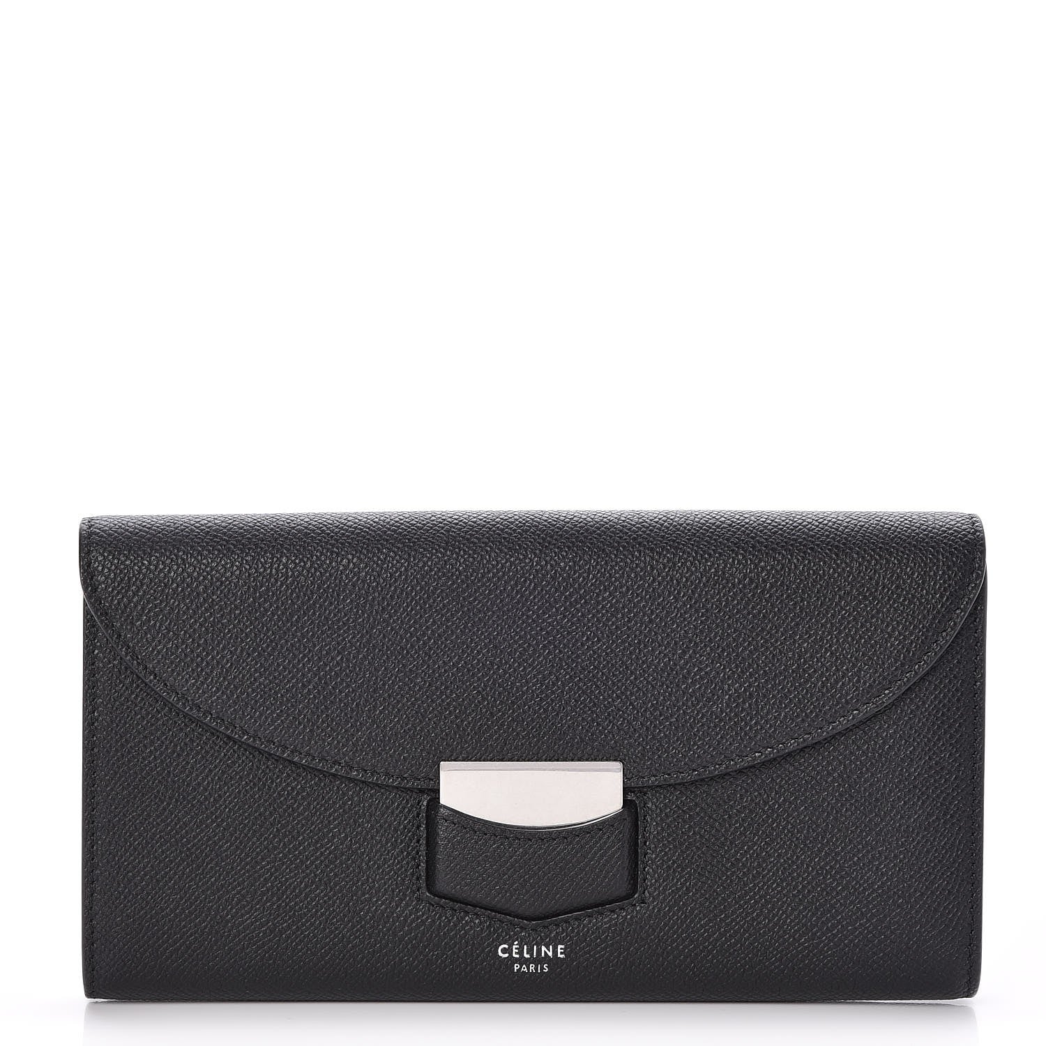 Celine Grained Calfskin Large Trotteur Multifunction Flap Wallet Black 1 of 8