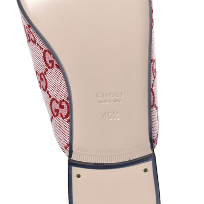 Gucci Canvas GG Monogram Horsebit Womens Princetown Slippers 40.5 Gardenia Hibiscus Red 7 of 8