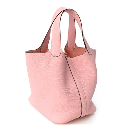 Hermes Taurillon Clemence Picotin Lock 18 PM Rose Sakura 3 of 10