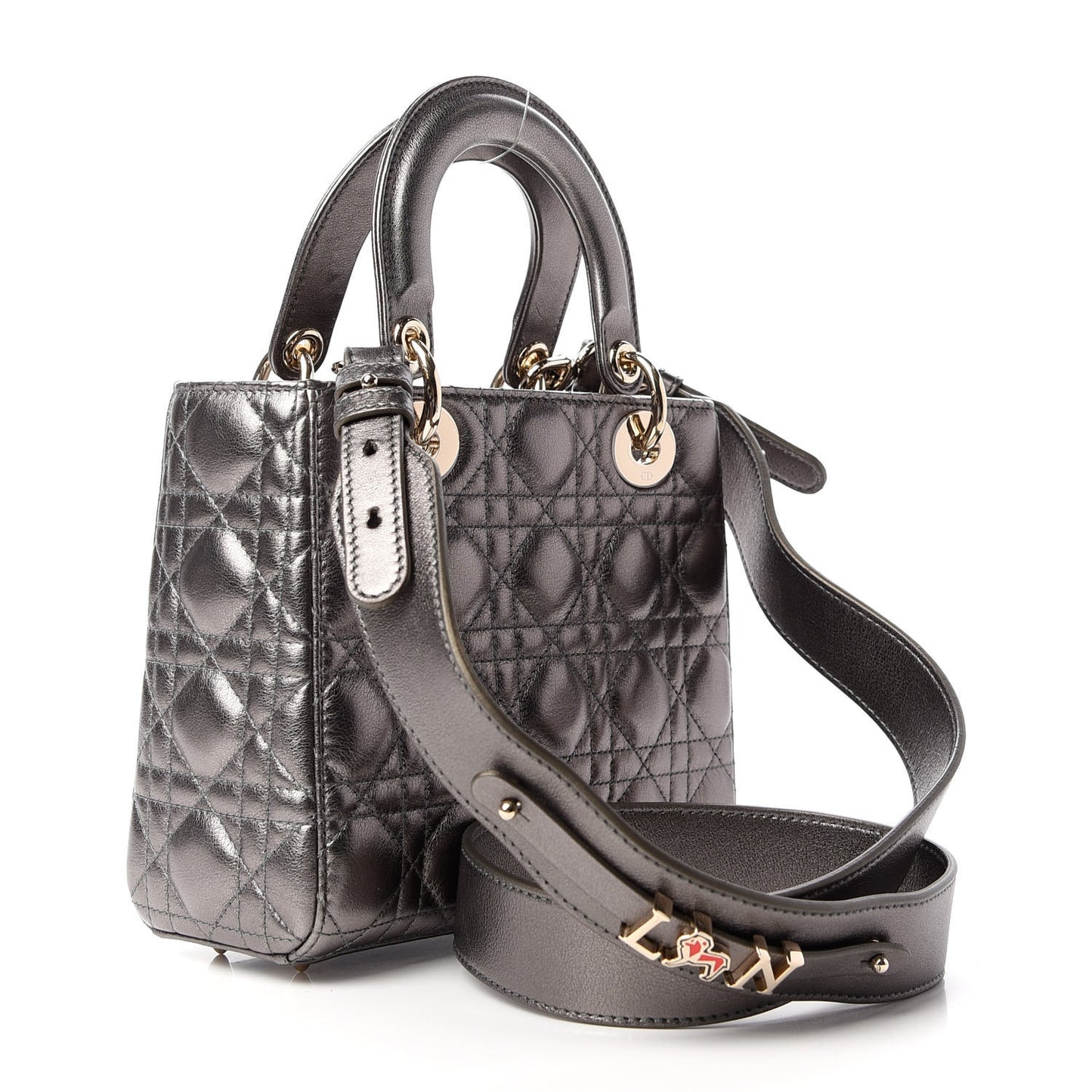 Metallic Grained Calfskin Cannage My ABCDior Lady Dior Gunmetal