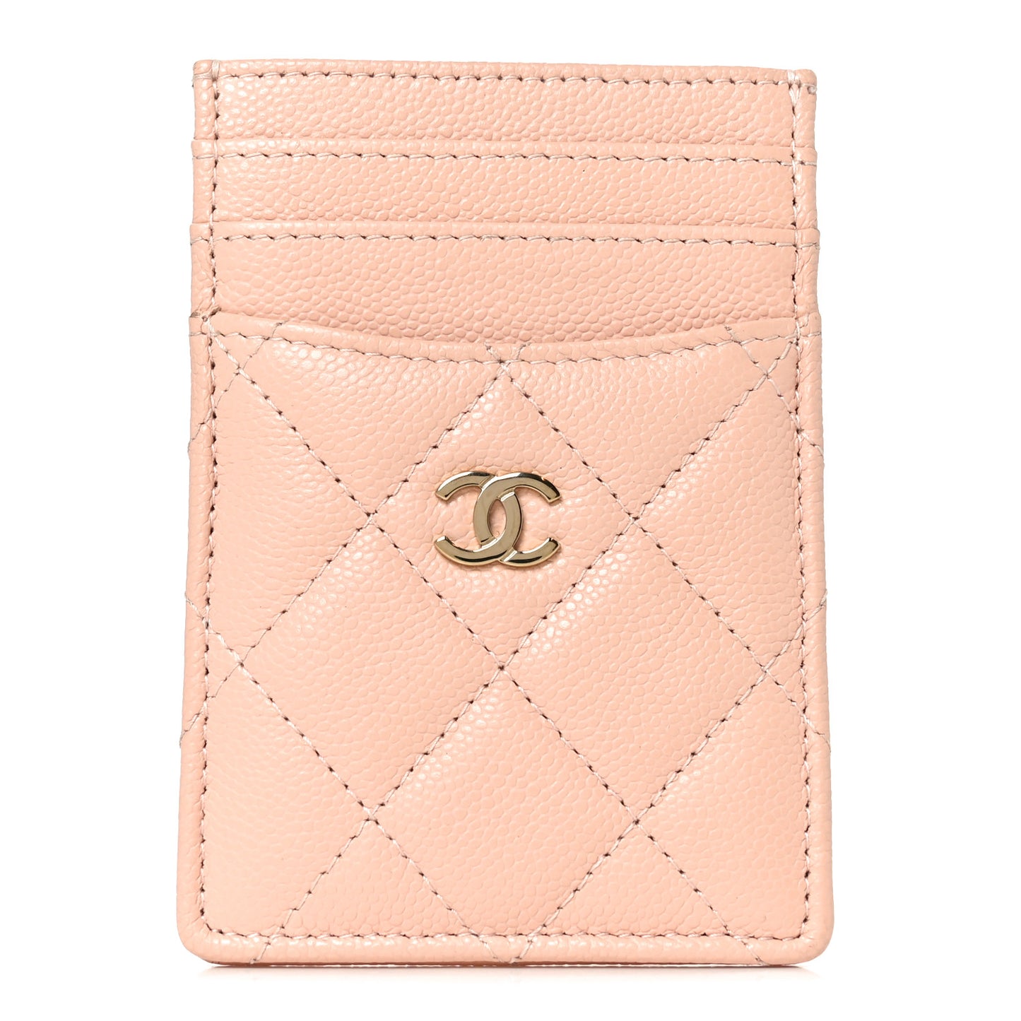 Caviar Quilted Vertical Card Holder  Light Pink