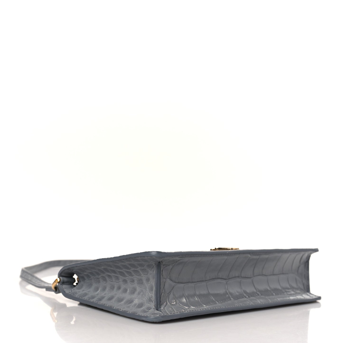 Calfskin Alligator Embossed Small TB Shoulder Bag Grey