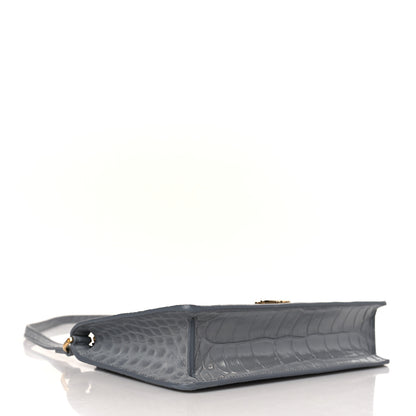 Burberry Calfskin Alligator Embossed Small TB Shoulder Bag Grey 3 of 7