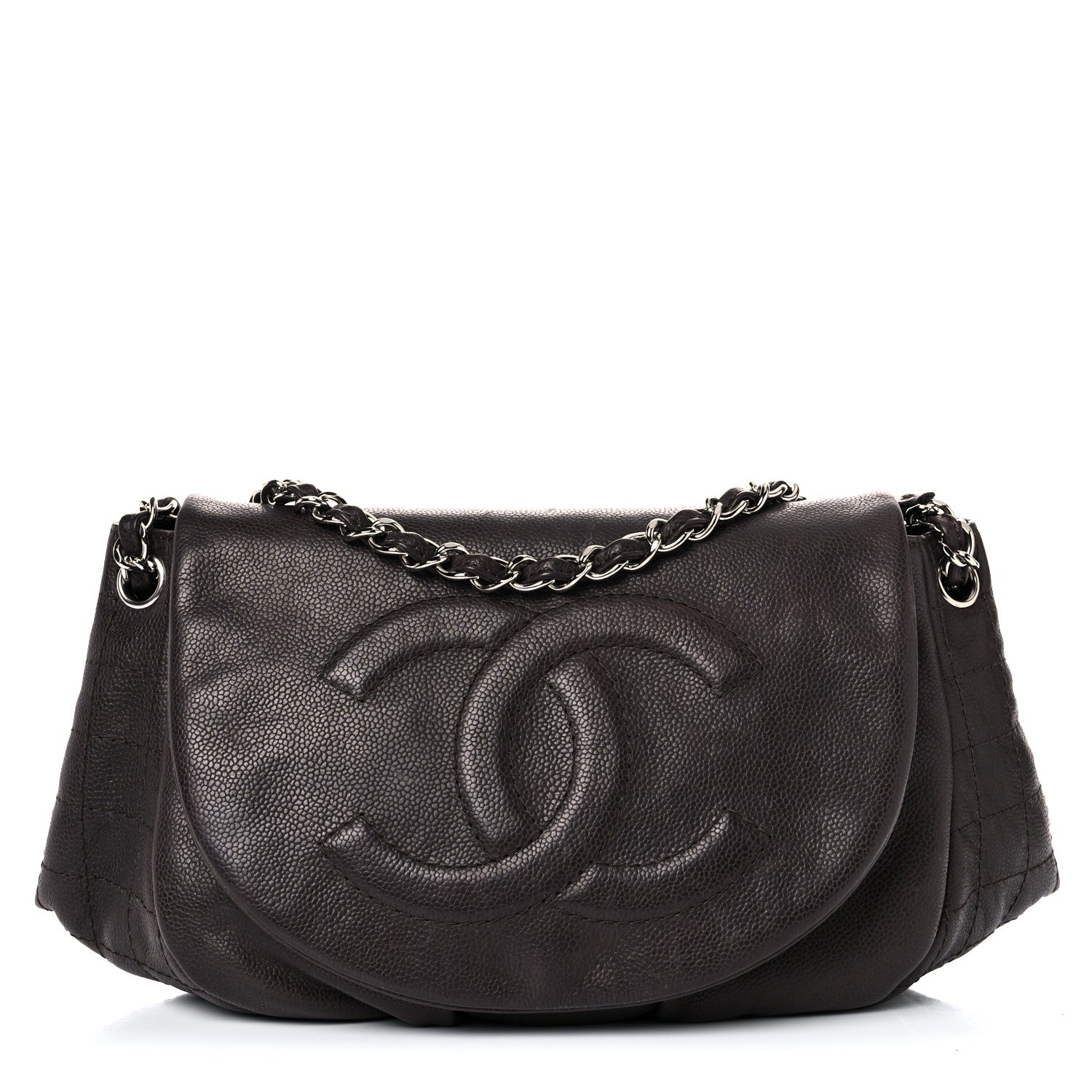 Chanel Caviar Half Moon Large Flap Dark Brown 1 of 22