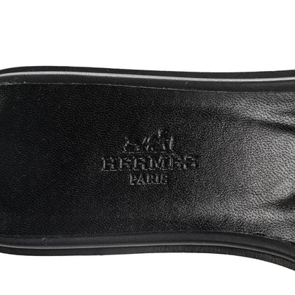 Hermes Calfskin Pique Oran Sandals 36.5 Black 9 of 10