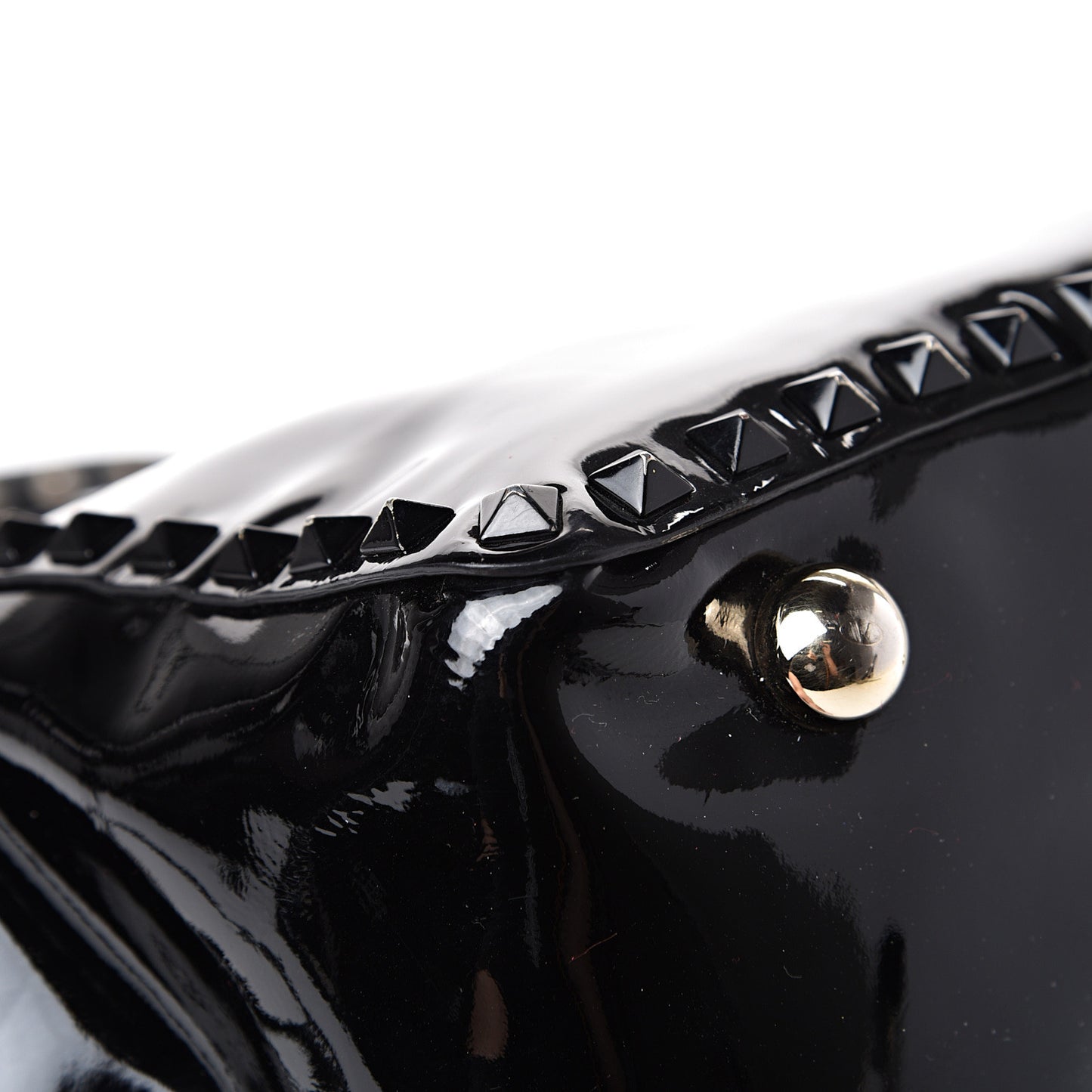 Patent Medium Rockstud Tote Black