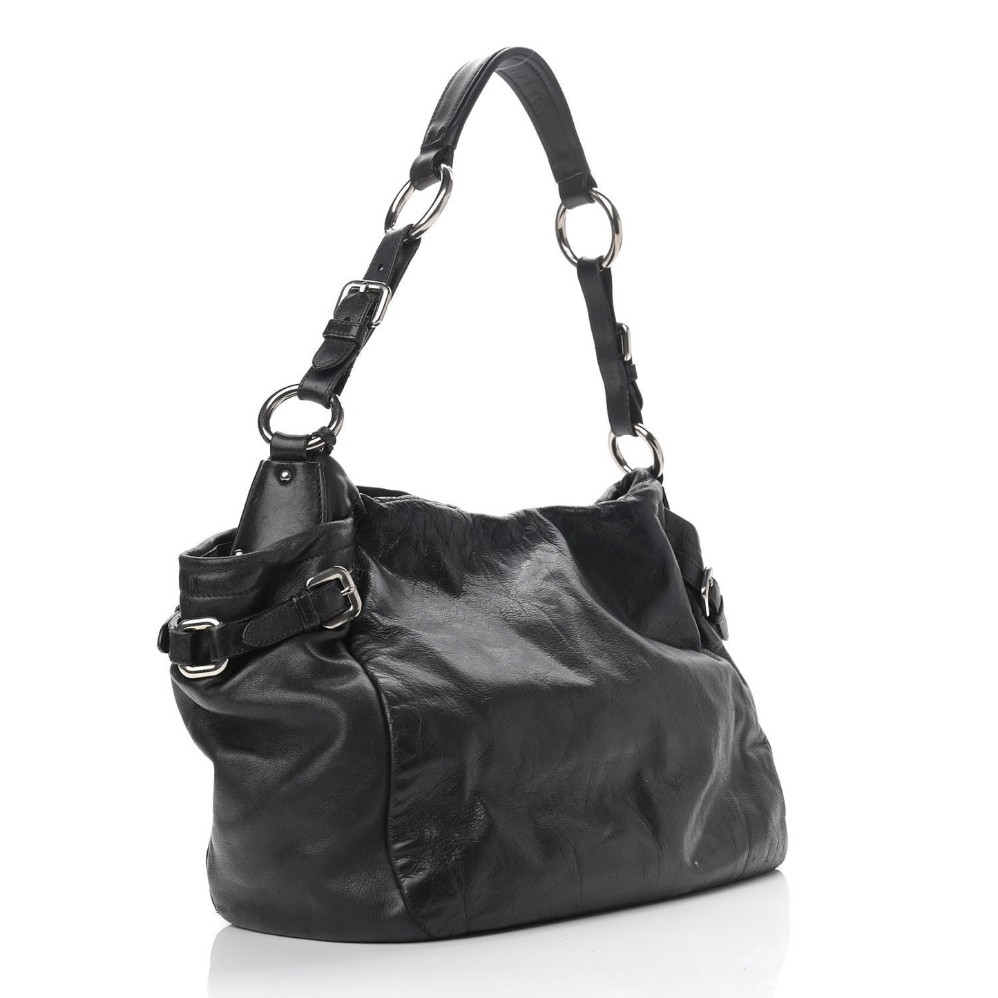 Vitello Daino Shoulder Bag Black