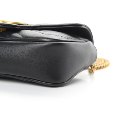 Gucci Calfskin Matelasse Super Mini GG Marmont Shoulder Bag Black 10 of 12