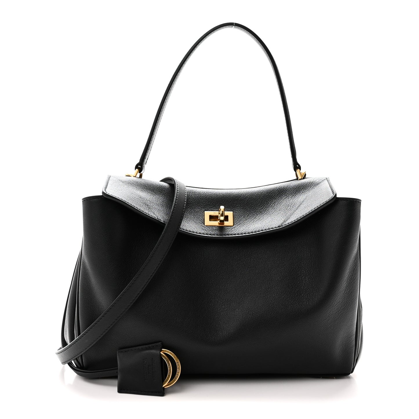 Natural Smooth Calfskin Small Rodeo Top Handle Handbag Black