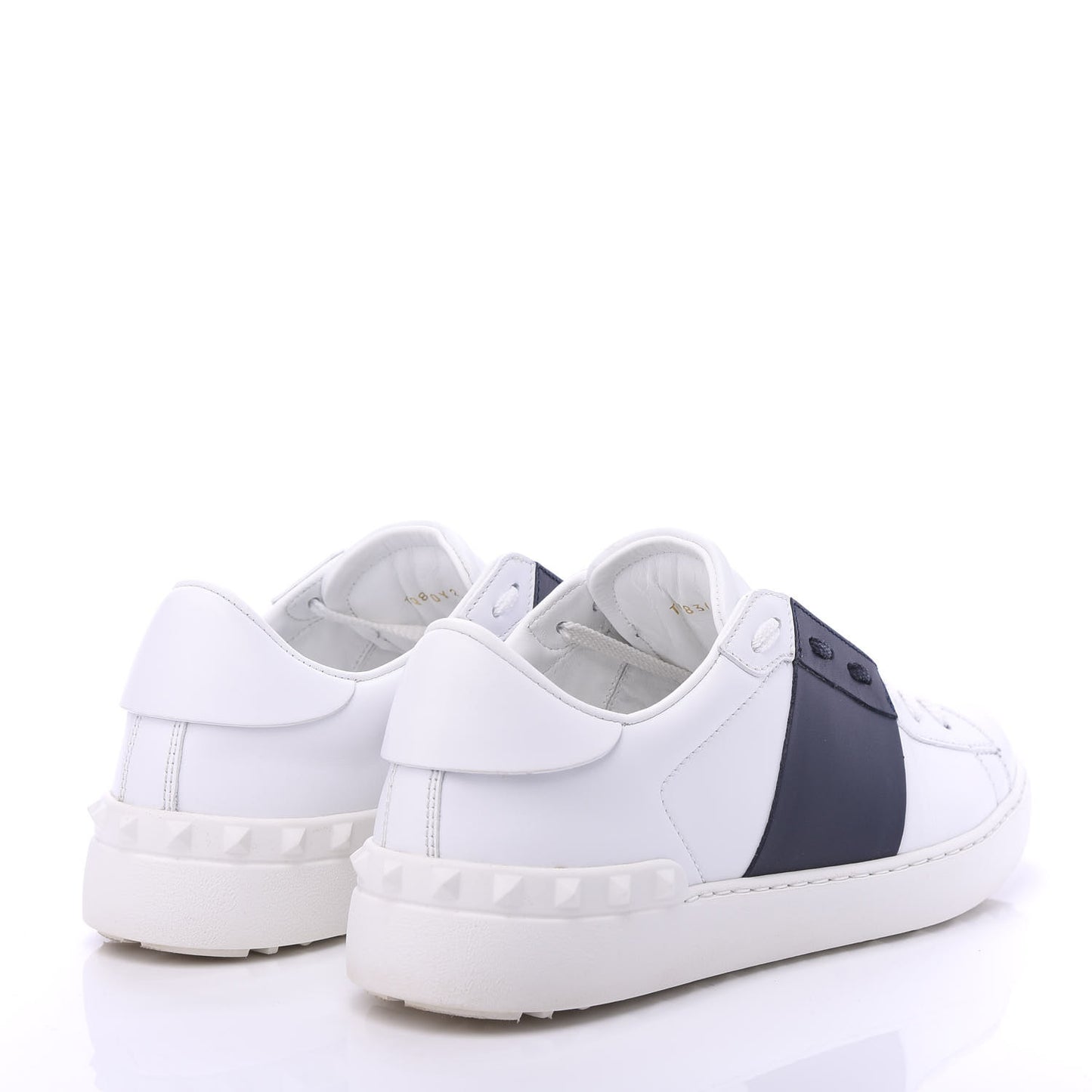 Calfskin Mens Rockstud Open Sneakers 39 White Marine