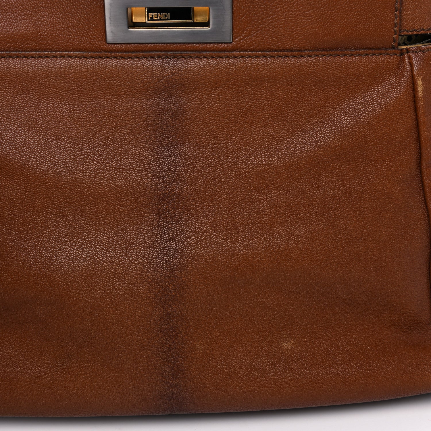Fendi Goatskin Snakeskin Medium Peekaboo Iconic Satchel Brown 8 of 14