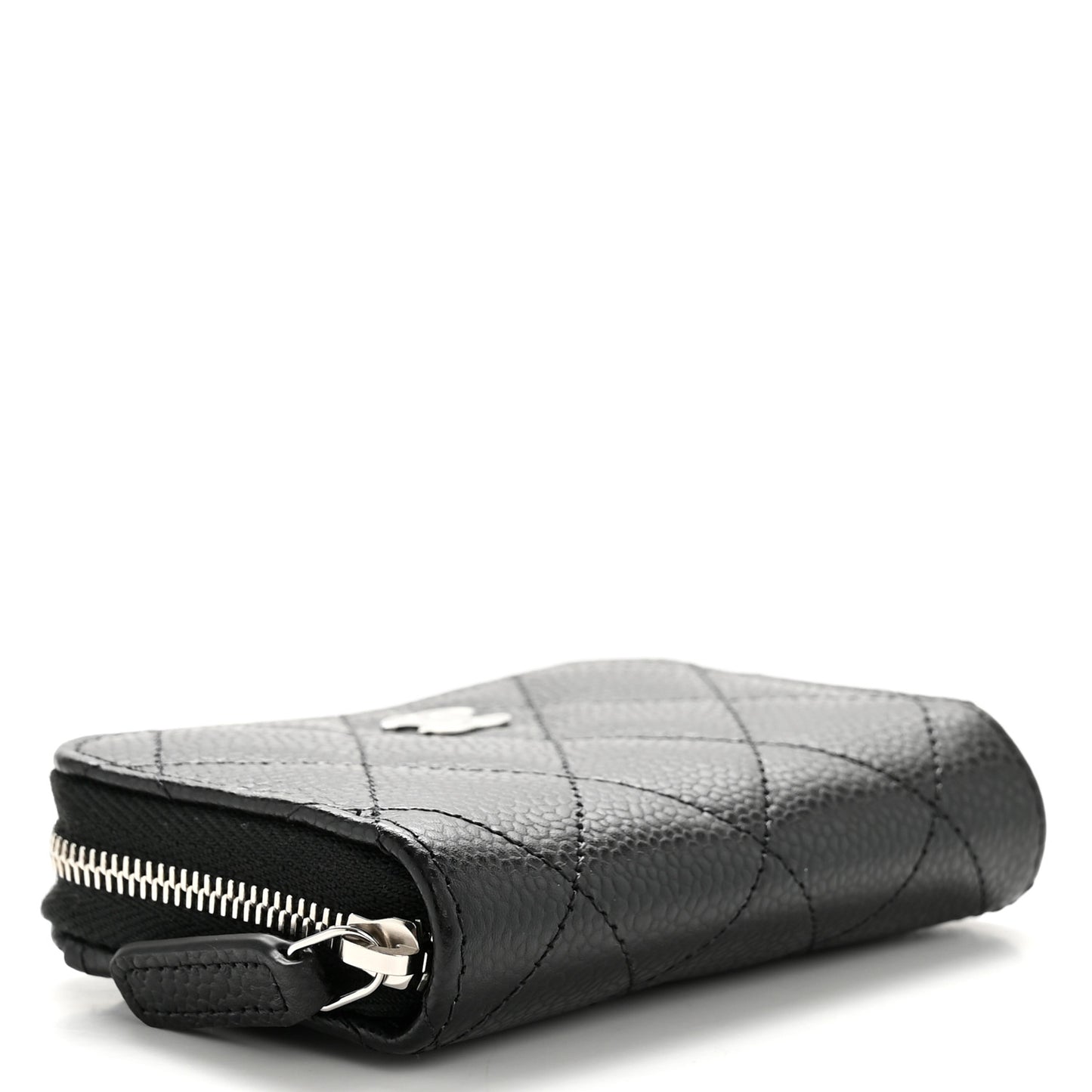Caviar Quilted Zip Coin Purse Black