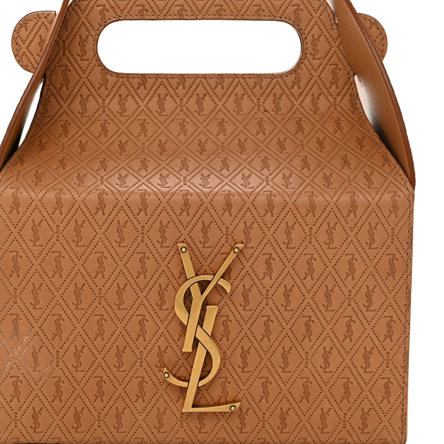 Saint Laurent Calfskin Monogram Take Away Box Dusty Vintage Brown Gold 9 of 12