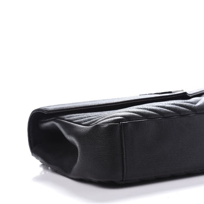 Saint Laurent Sheepskin Matelasse Chevron Monogram Large College Satchel Black 4 of 8