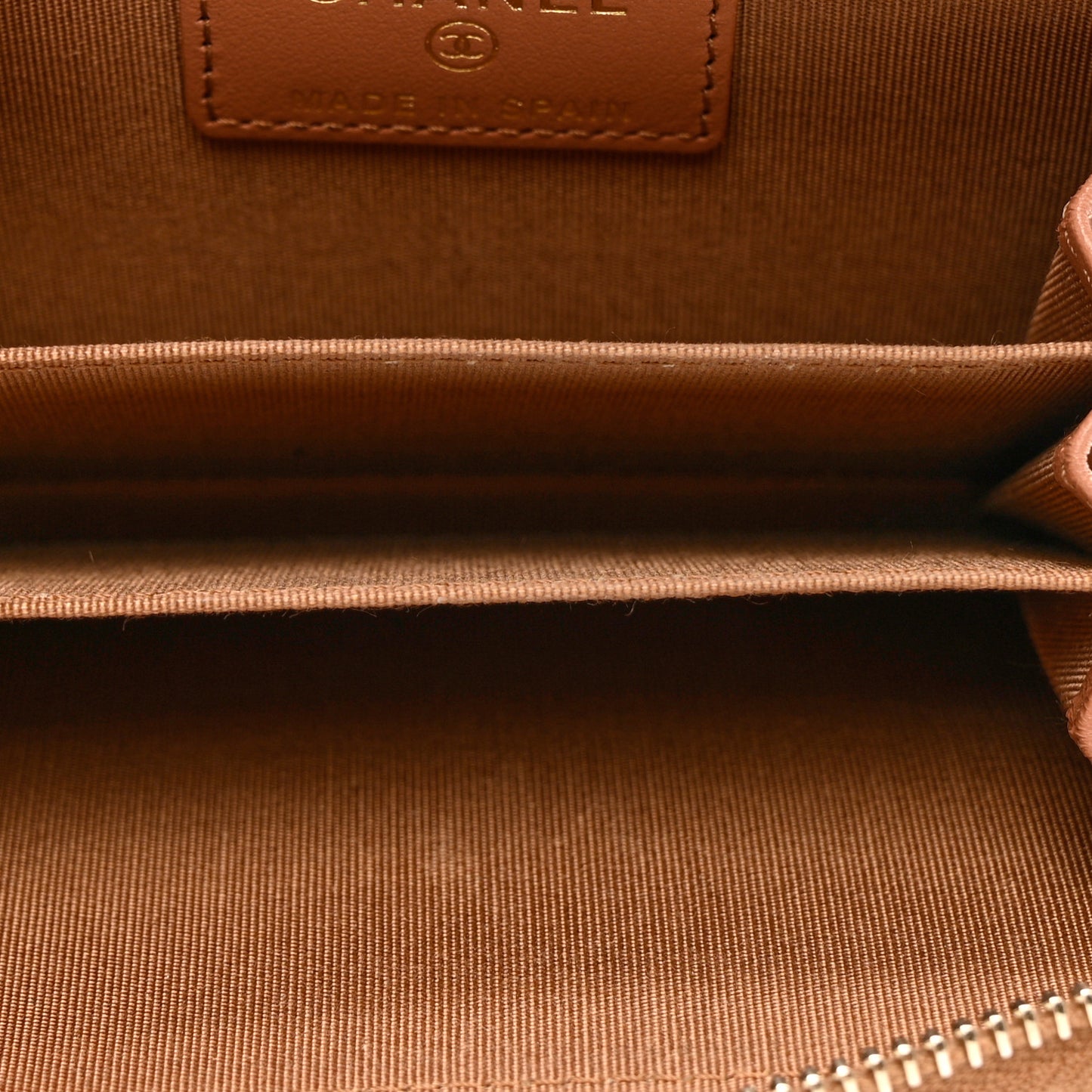 Lambskin Quilted Chanel 19 Zip Around Coin Purse Wallet Brown