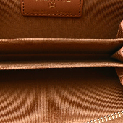 Chanel Lambskin Quilted Chanel 19 Zip Around Coin Purse Wallet Brown 5 of 8