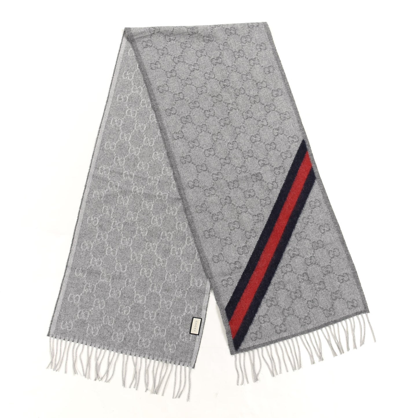 Wool Angora Monogram Web New Nikky Scarf Zinc Blue