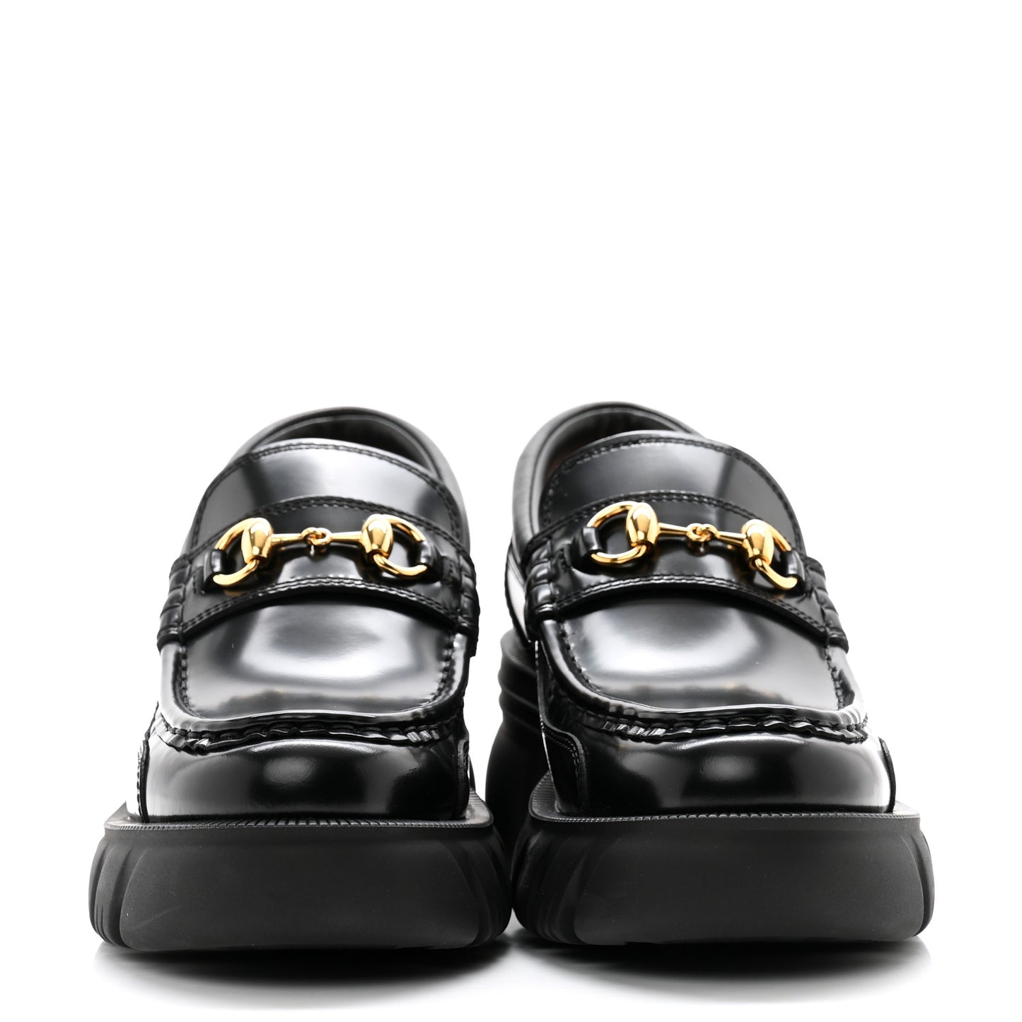 Magnum Calfskin Nappa Samoa Womens Horsebit Platform Chunky Lug Sole 40mm Loafers 37 Black