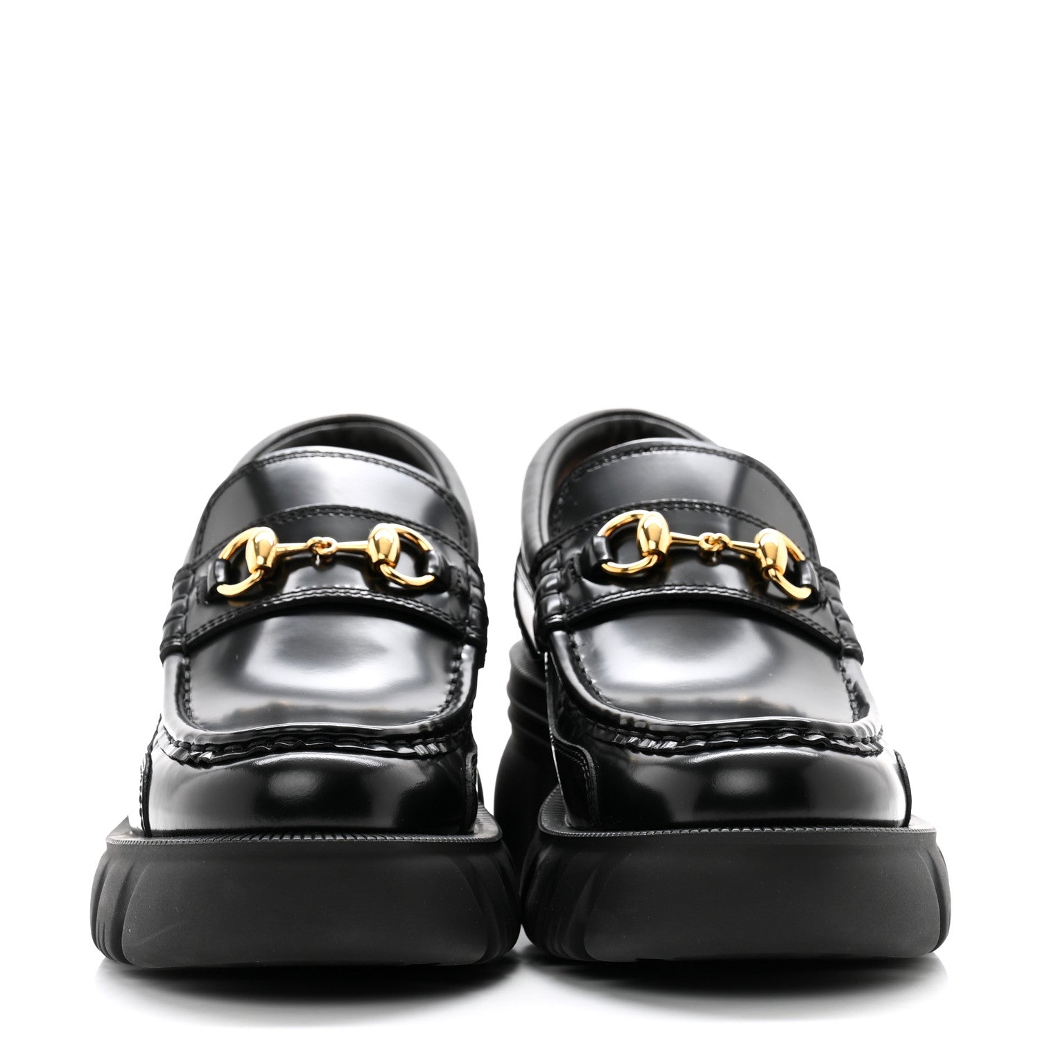 Gucci Magnum Calfskin Nappa Samoa Womens Horsebit Platform Chunky Lug Sole 40mm Loafers 37 Black 2 of 11
