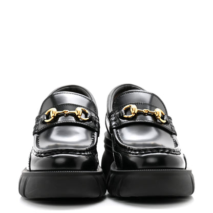 Gucci Magnum Calfskin Nappa Samoa Womens Horsebit Platform Chunky Lug Sole 40mm Loafers 37 Black 2 of 11