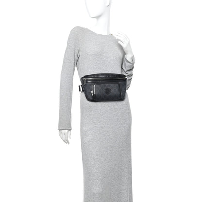 Gucci GG Supreme Monogram Textured Calfskin Retro Interlocking G Belt Bag Black 2 of 9