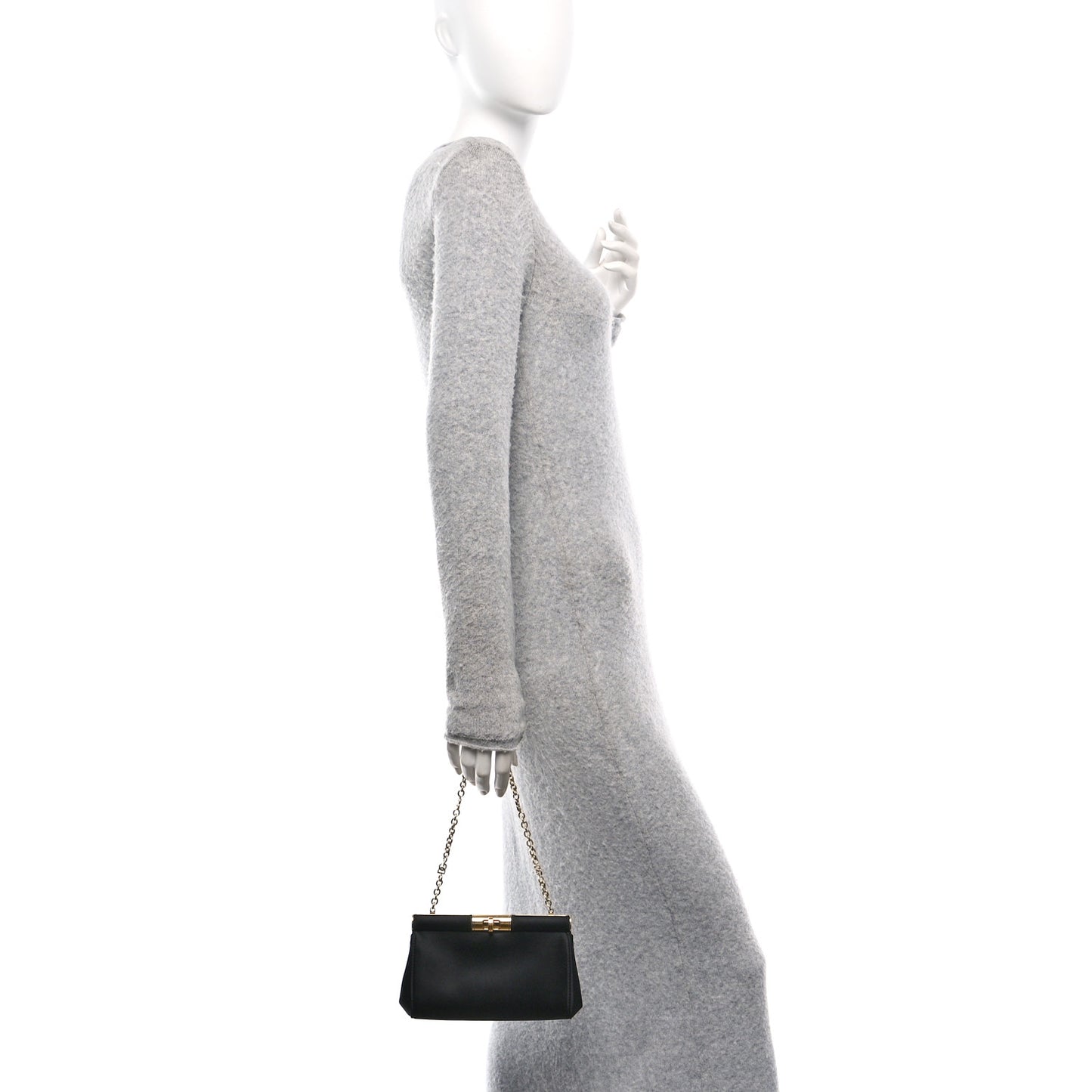 Satin Small Marlene Chain Clutch Black