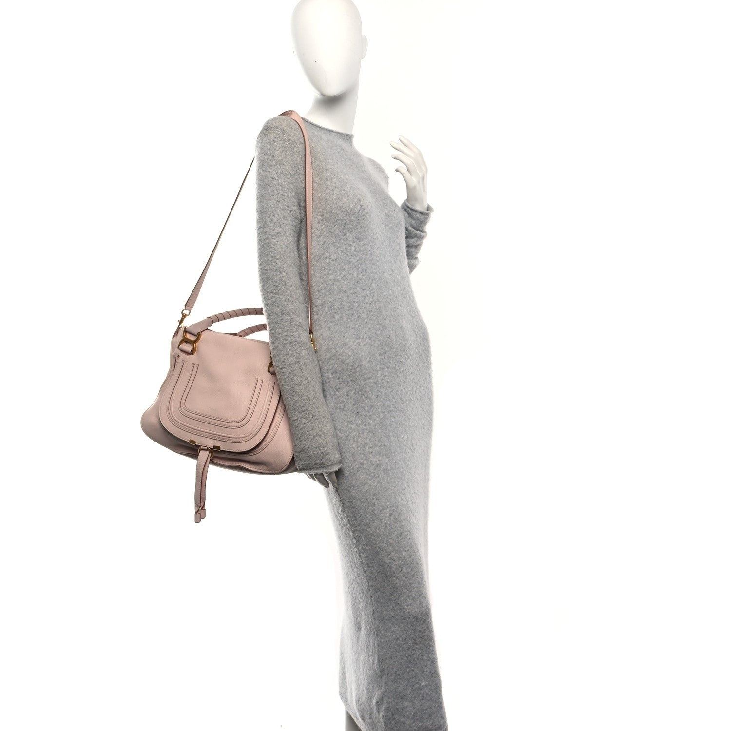 (*)様 【Chloe】マーシー　ピンクベージュ Chloe Calfskin Medium Marcie Satchel Nude Pink 1901857 – FASHIONPHILE