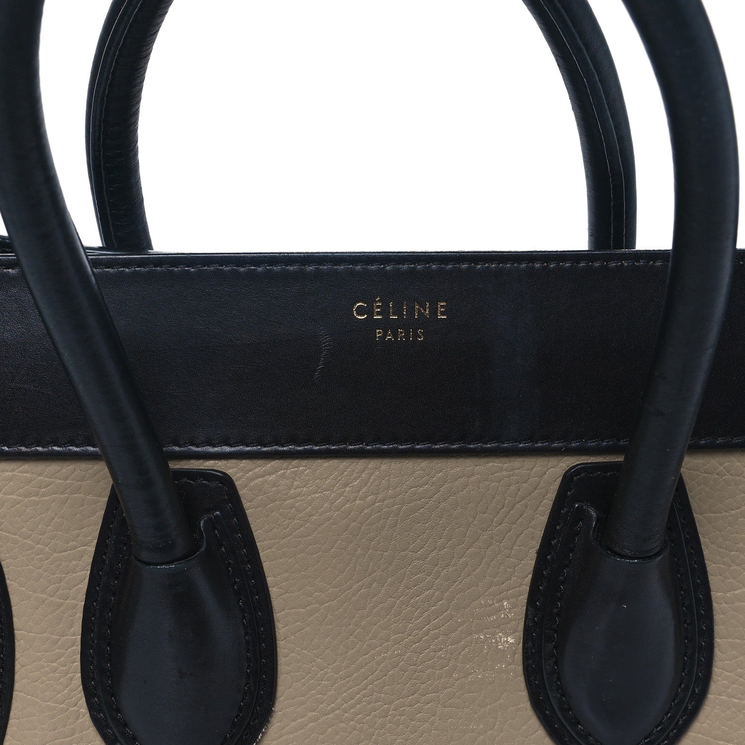 Celine Elephant Calfskin Suede Mini Tri-Color Luggage Sand 7 of 14