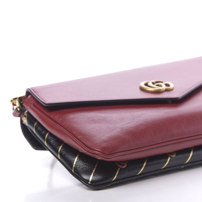 Gucci Calfskin Diagonal GG Medium Thiara Double Envelope Shoulder Bag Black Red 9 of 12