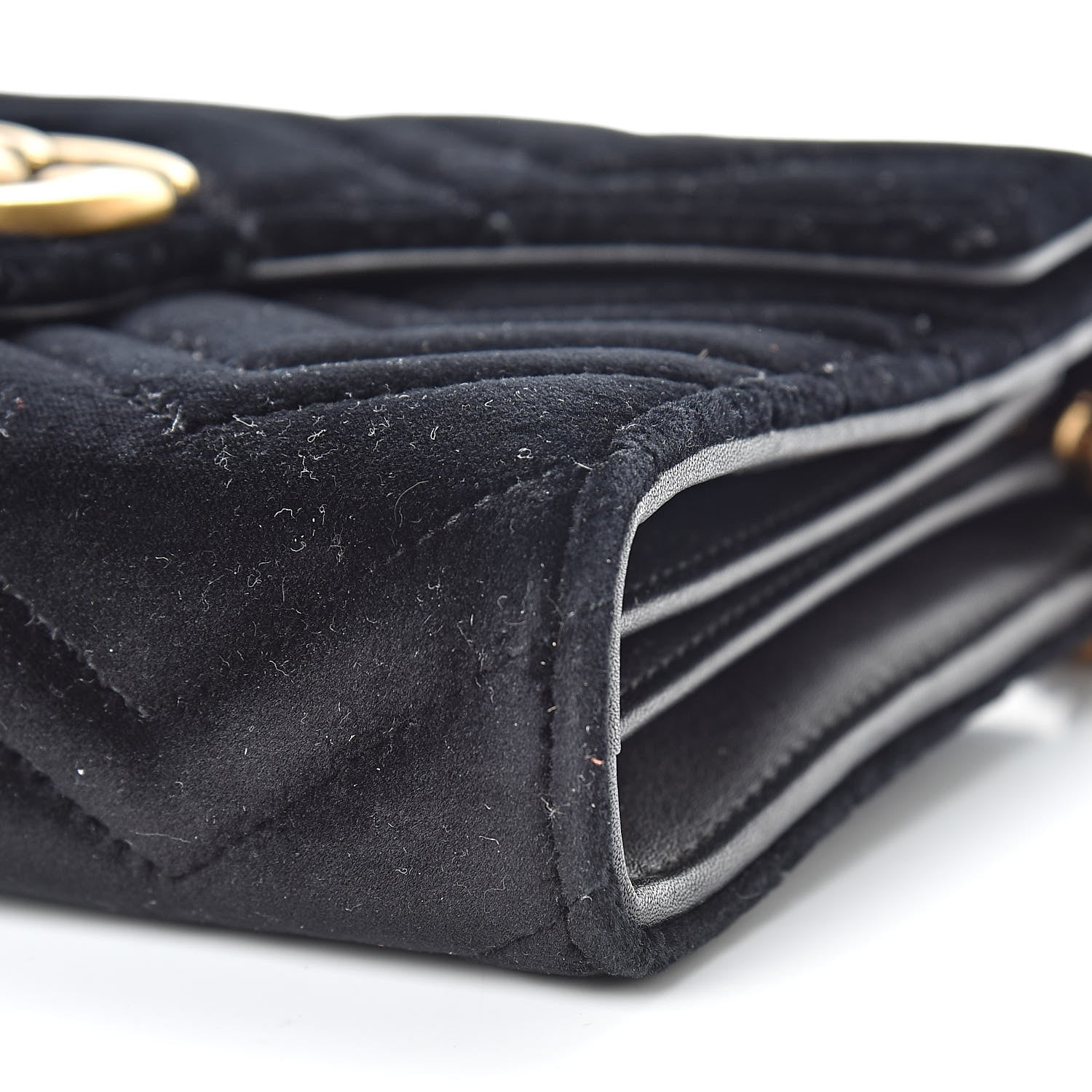 Gucci Velvet Matelasse GG Marmont Chain Wallet Black 9 of 12