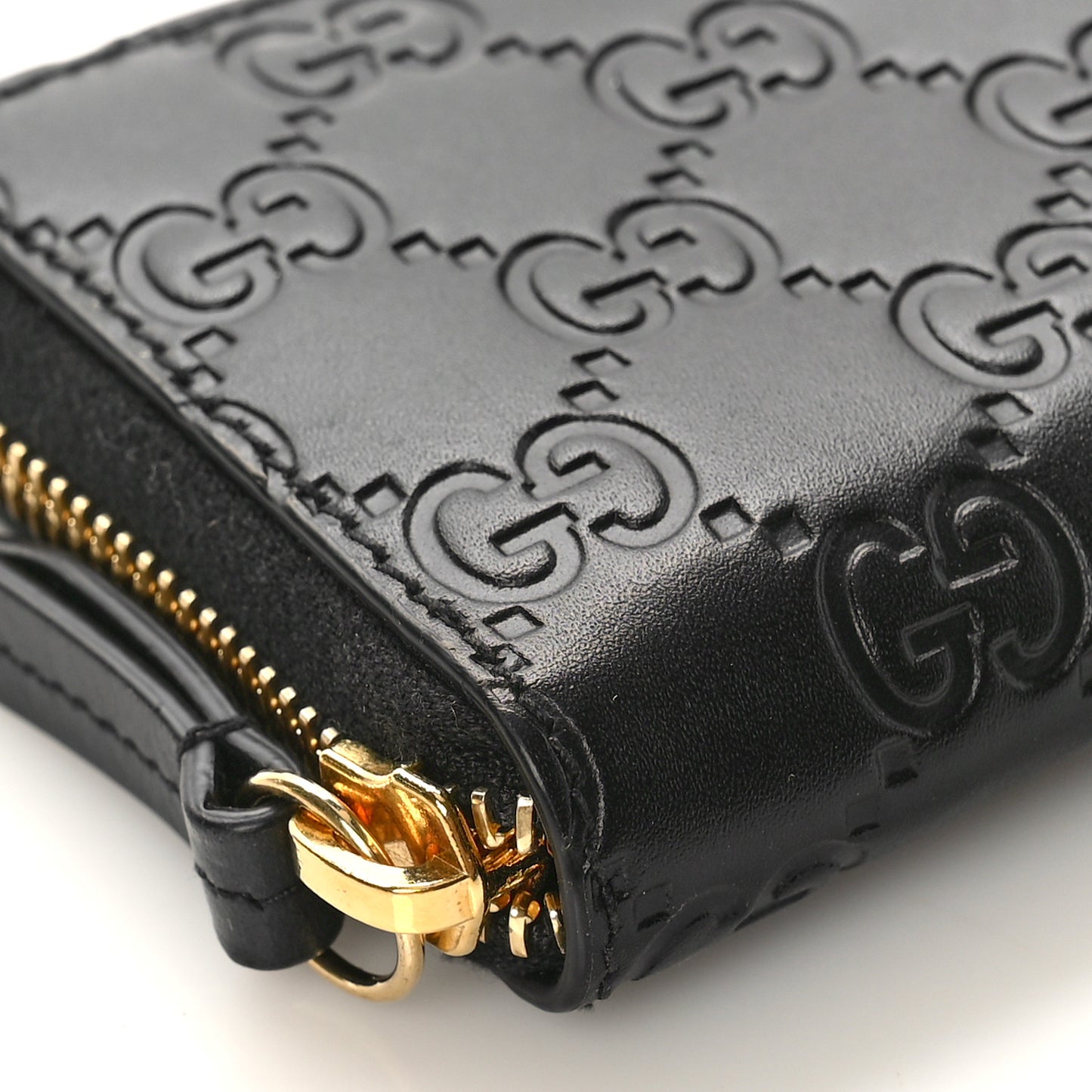 Guccissima Zip Around Card Case Black