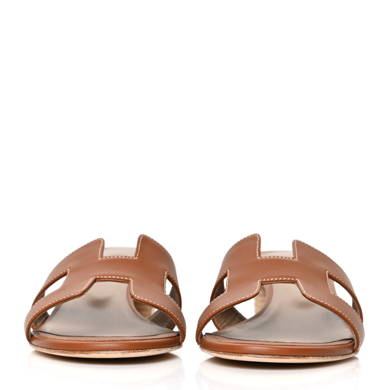 Hermes Calfskin Oasis Sandals 37.5 Gold 2 of 8