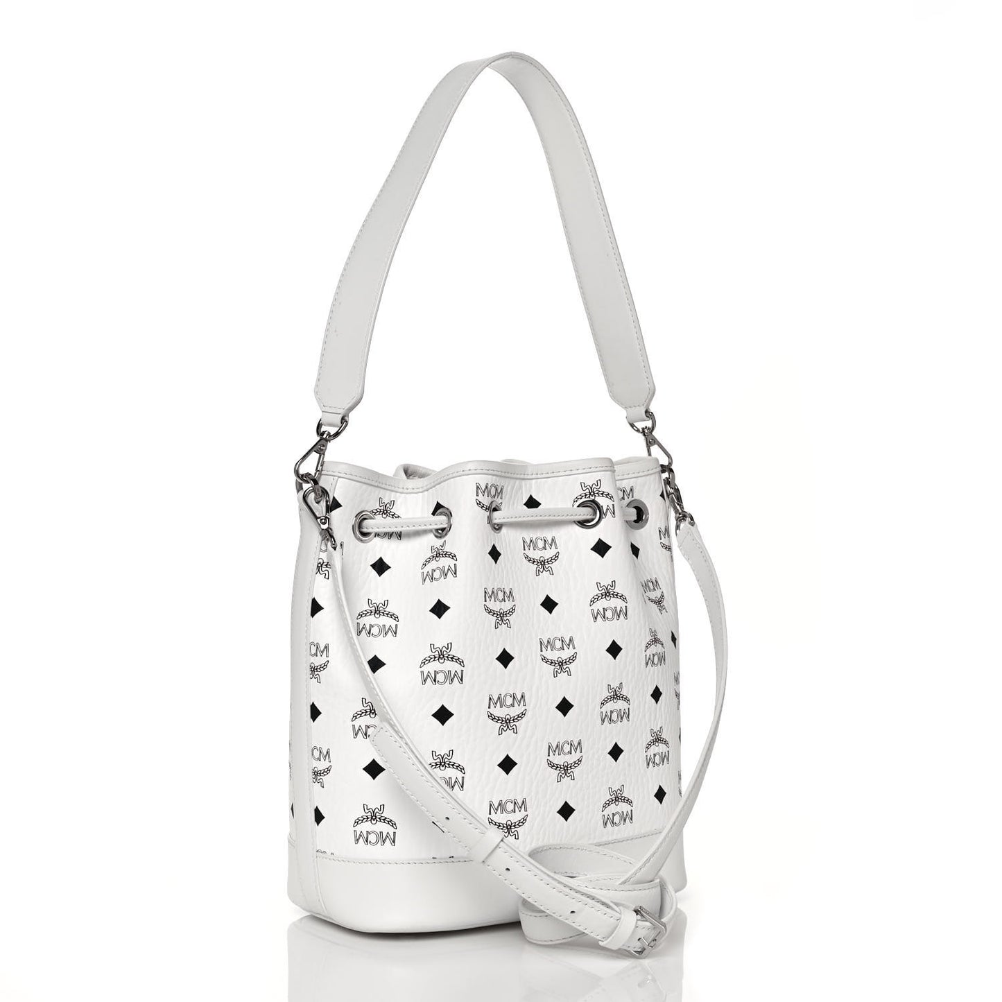 Visetos Medium Dessau Drawstring Bucket Bag White