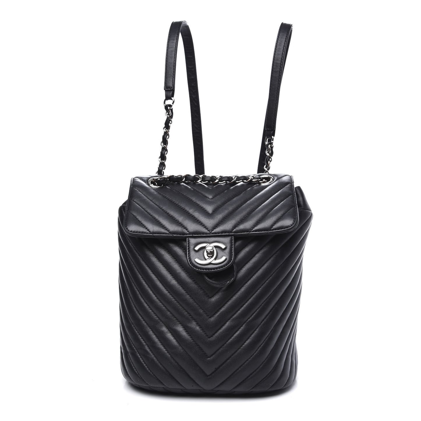 Calfskin Chevron Quilted Small Urban Spirit Backpack Black