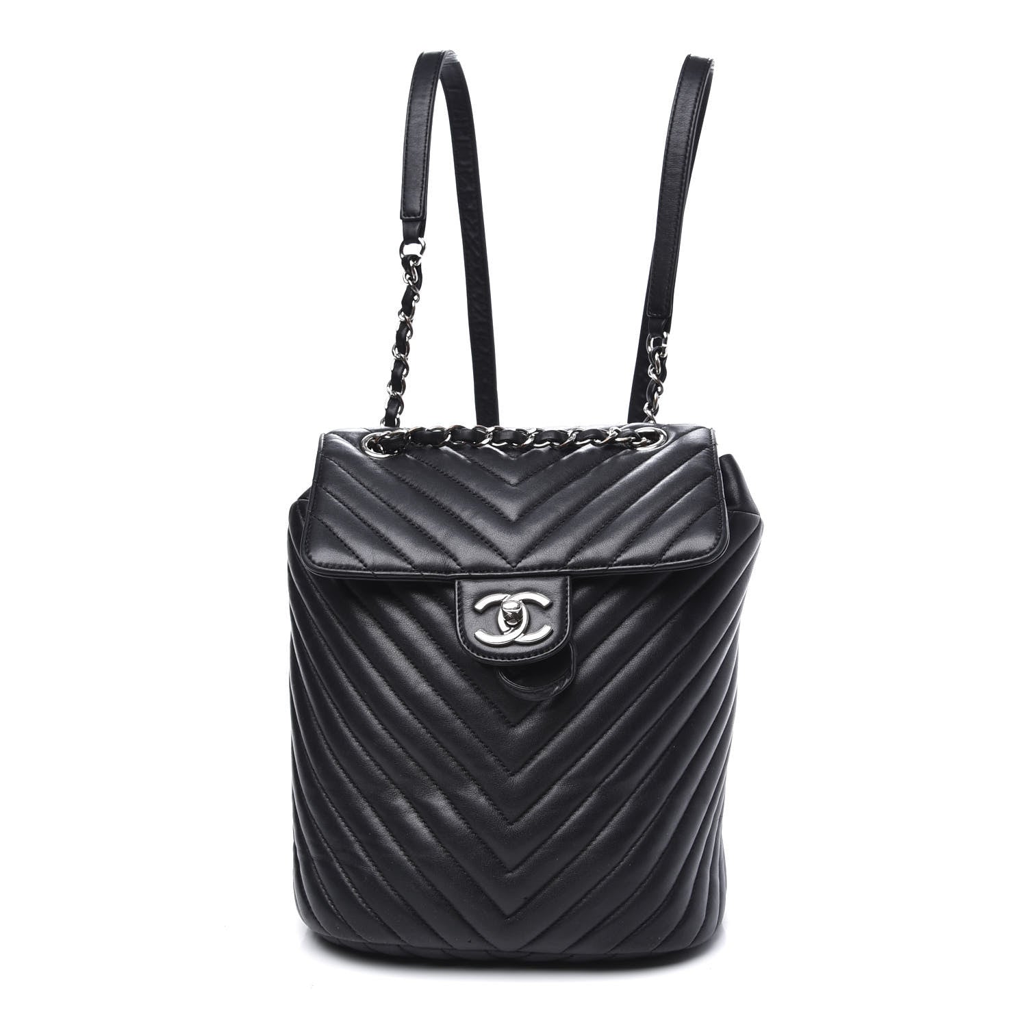Chanel Calfskin Chevron Quilted Small Urban Spirit Backpack Black 1 of 11