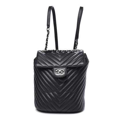 Chanel Calfskin Chevron Quilted Small Urban Spirit Backpack Black 1 of 11