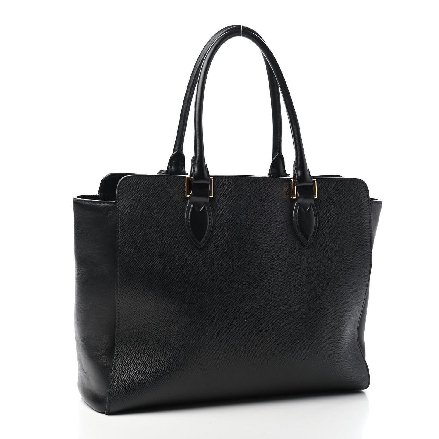 Saffiano Soft Calfskin Zippered Tote Black