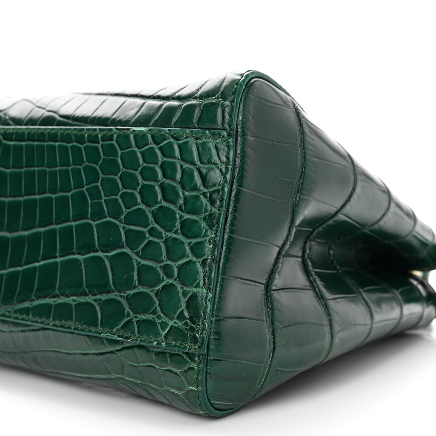 Fendi Shiny Crocodile Shiny Nappa Mini Peekaboo Iconic Satchel Emerald 8 of 8