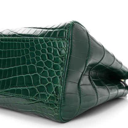 Fendi Shiny Crocodile Shiny Nappa Mini Peekaboo Iconic Satchel Emerald 8 of 8
