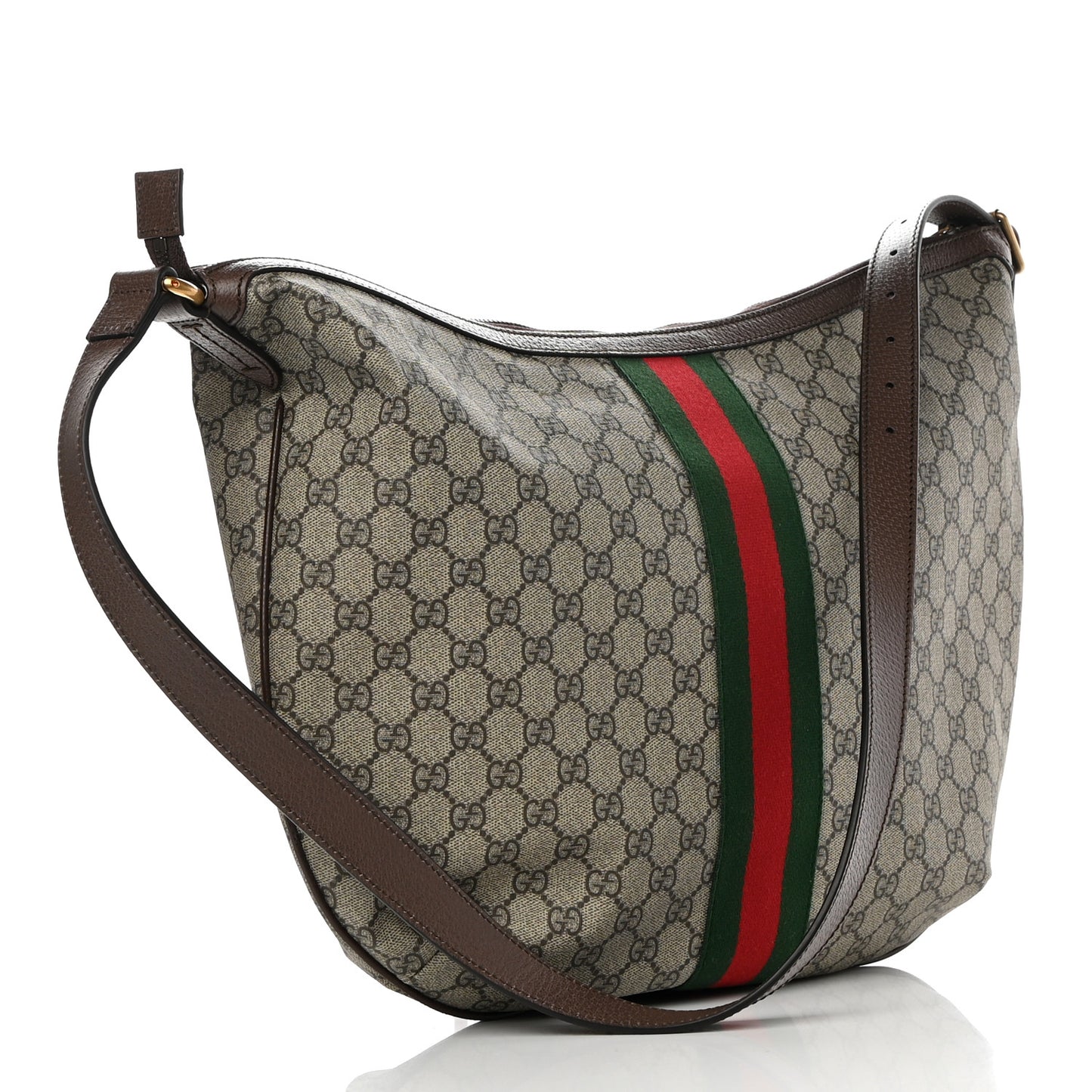 GG Supreme Monogram Web Ophidia Half Moon Hobo Brown