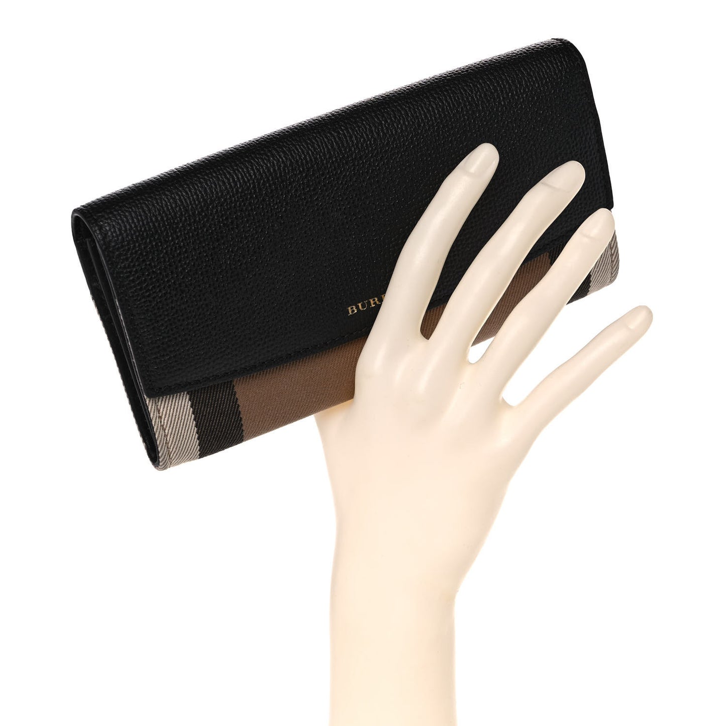Calfskin House Check Porter Continental Wallet Black