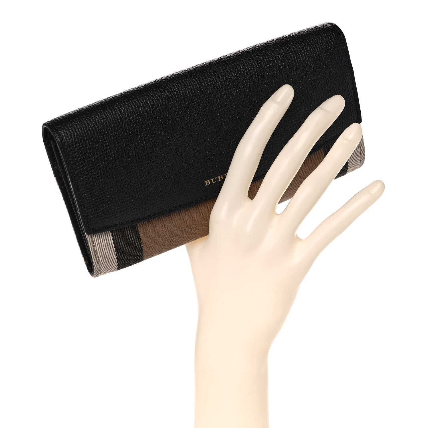 Burberry Calfskin House Check Porter Continental Wallet Black 2 of 9
